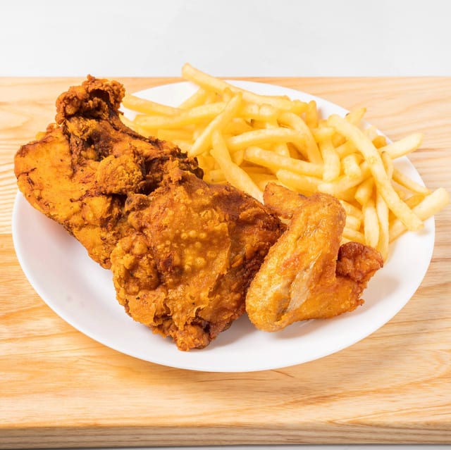 3 pc Chicken with Fries and Can Soda.